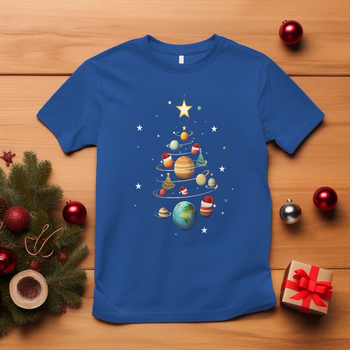 Funny Solar System Space Planets Tree Christmas T Shirt - Wonder Print Shop