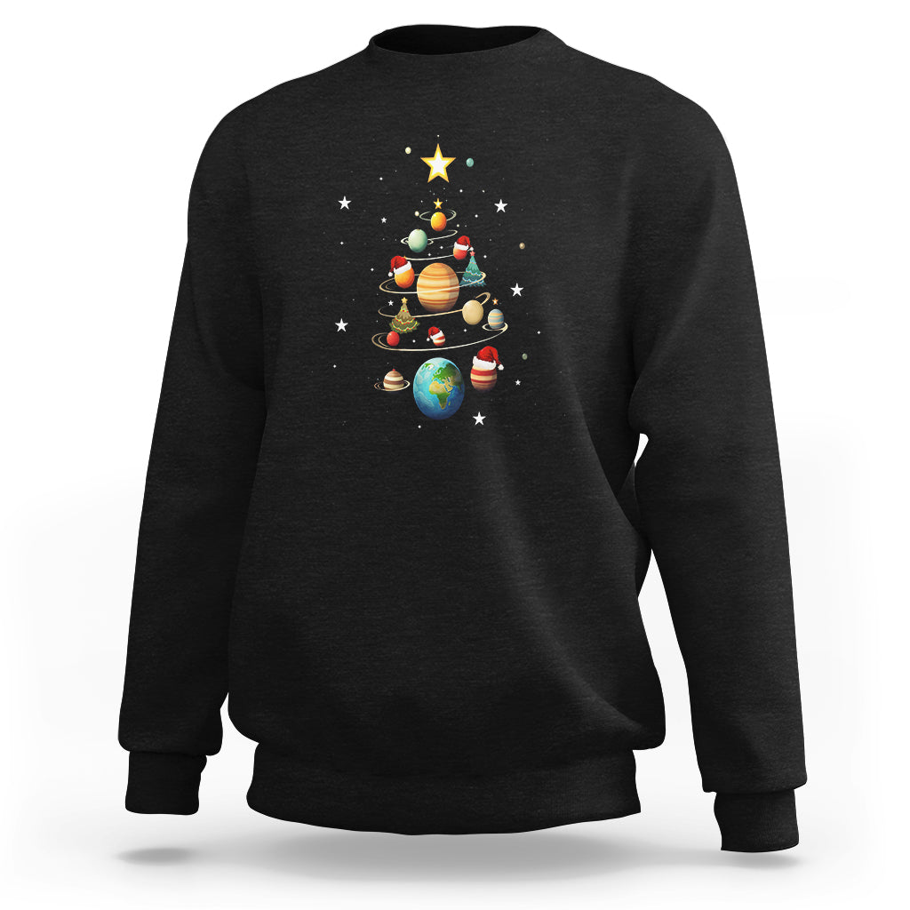 Funny Solar System Space Planets Tree Christmas Sweatshirt - Wonder Print Shop