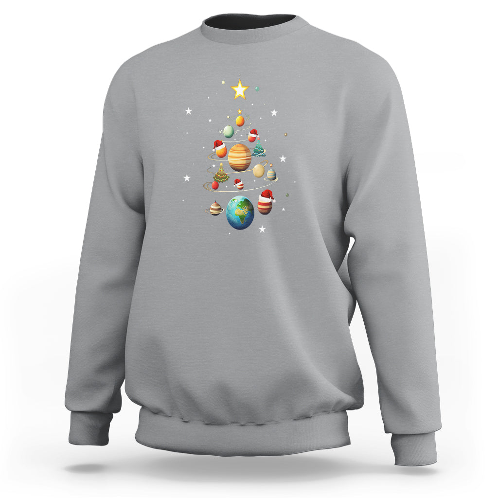 Funny Solar System Space Planets Tree Christmas Sweatshirt - Wonder Print Shop