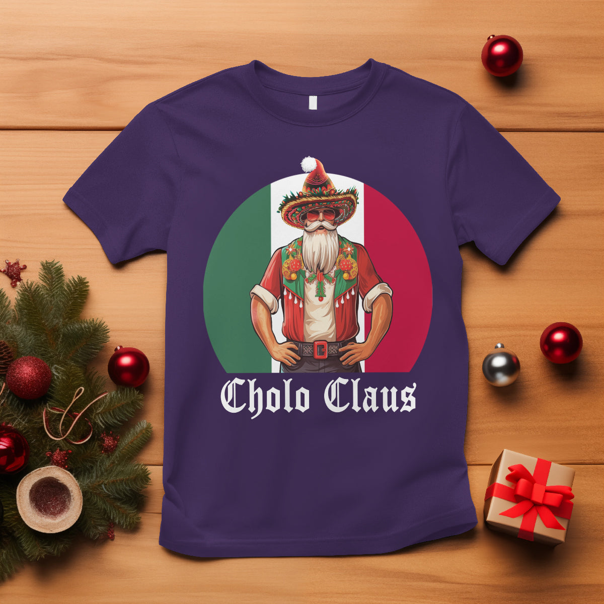 Cholo Claus Christmas Funny Mexican Santa Sombrero Feliz Navidad T Shirt - Wonder Print Shop