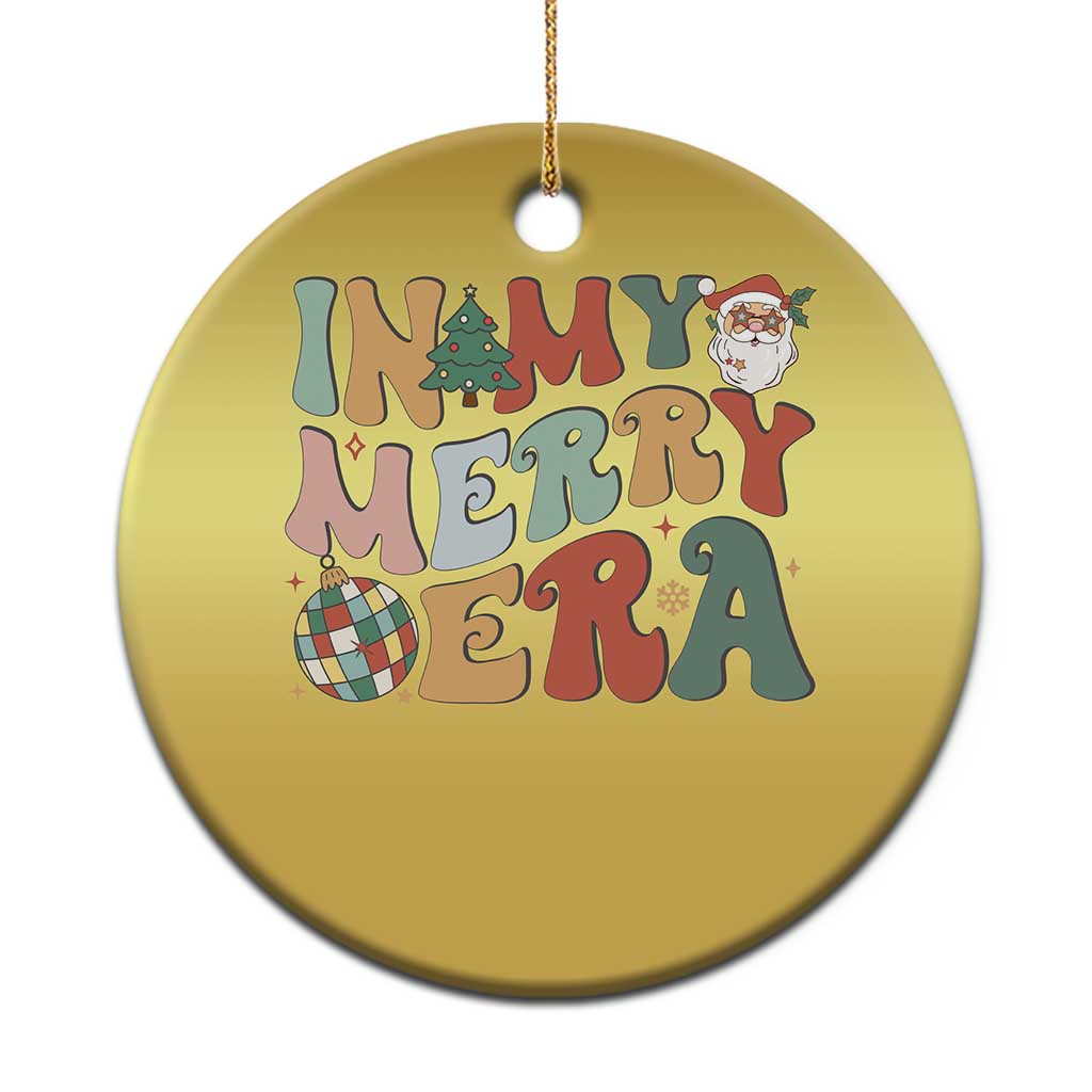 Retro Groovy Xmas Christmas Ornament In My Merry Era Santa Disco Ball - Wonder Print Shop