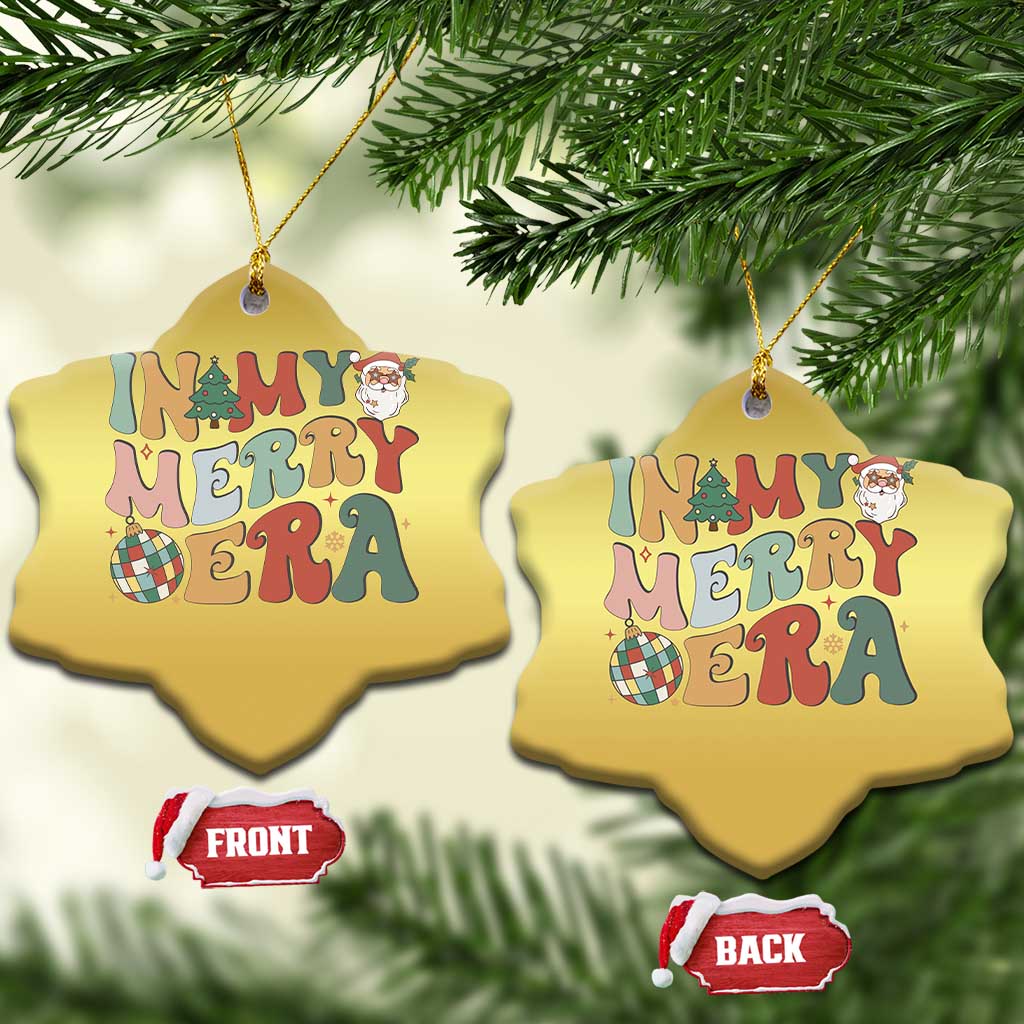 Retro Groovy Xmas Christmas Ornament In My Merry Era Santa Disco Ball - Wonder Print Shop