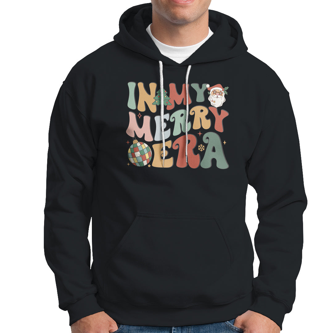 In My Merry Era Retro Groovy Christmas Santa Disco Ball Hoodie - Wonder Print Shop