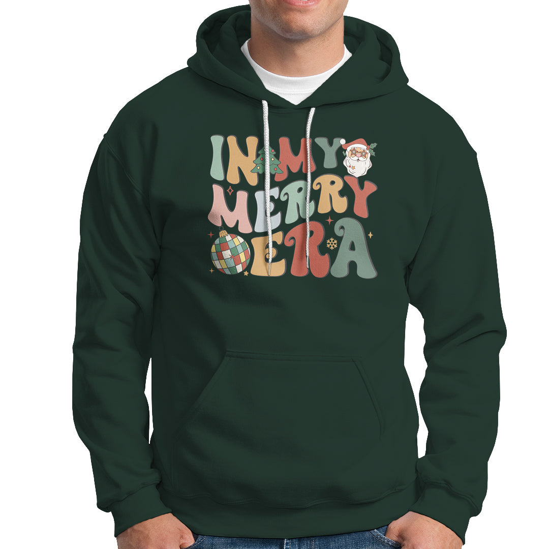 In My Merry Era Retro Groovy Christmas Santa Disco Ball Hoodie - Wonder Print Shop
