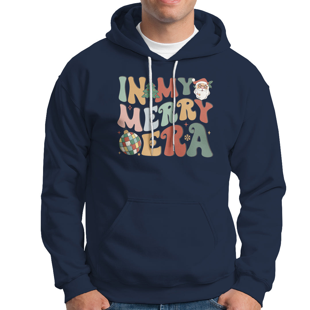 In My Merry Era Retro Groovy Christmas Santa Disco Ball Hoodie - Wonder Print Shop
