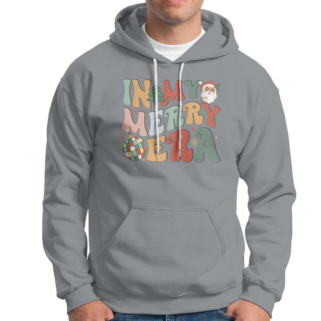 In My Merry Era Retro Groovy Christmas Santa Disco Ball Hoodie - Wonder Print Shop