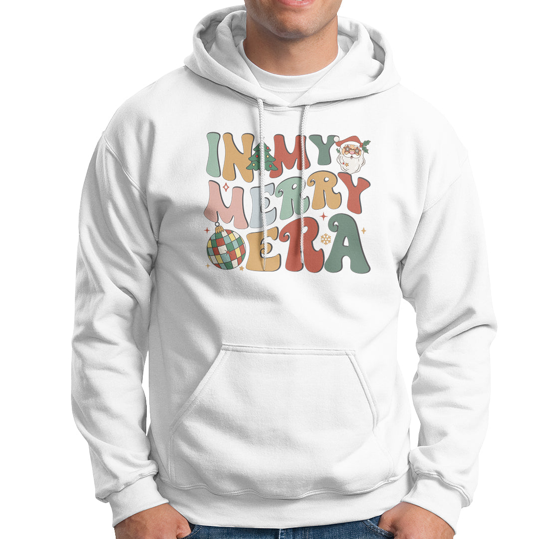 In My Merry Era Retro Groovy Christmas Santa Disco Ball Hoodie - Wonder Print Shop
