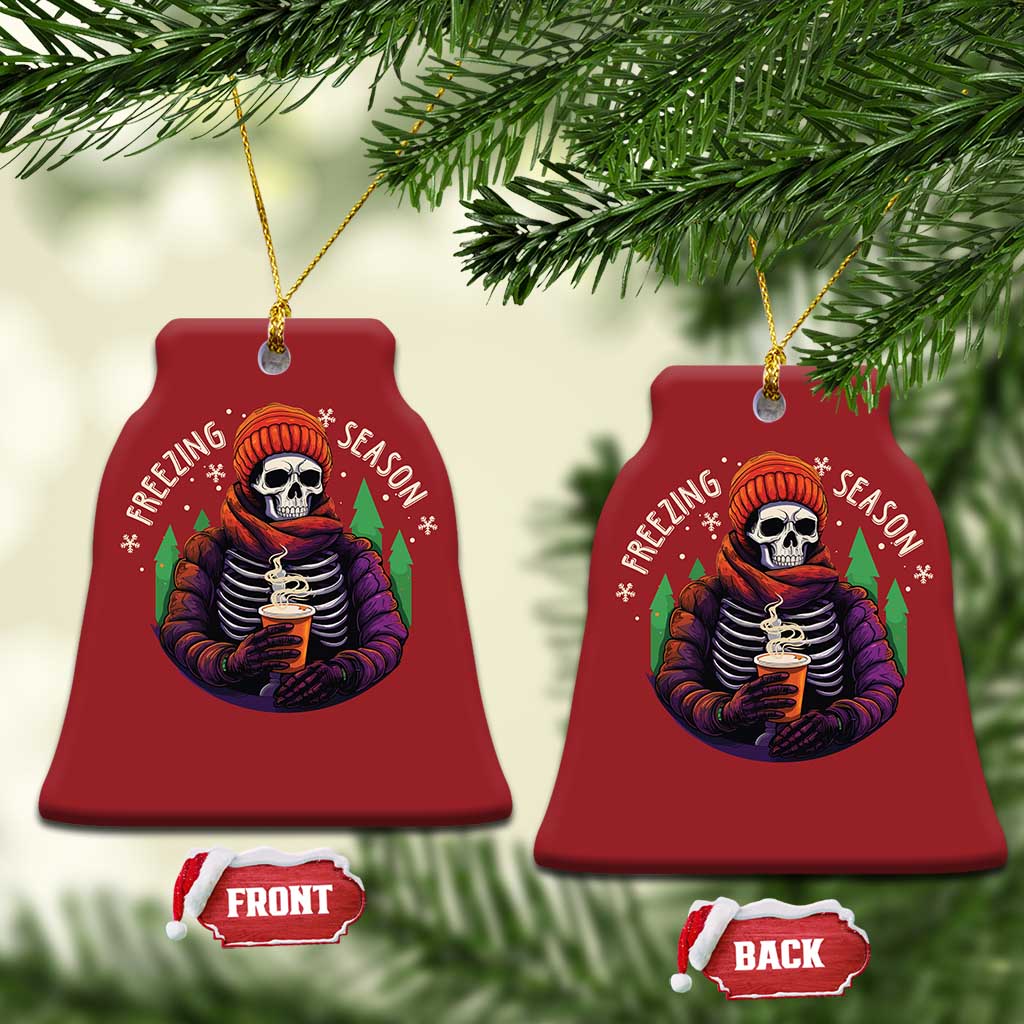 Funny Xmas Christmas Ornament Freezing Season Skeleton Chillin' Hot Cocoa - Wonder Print Shop