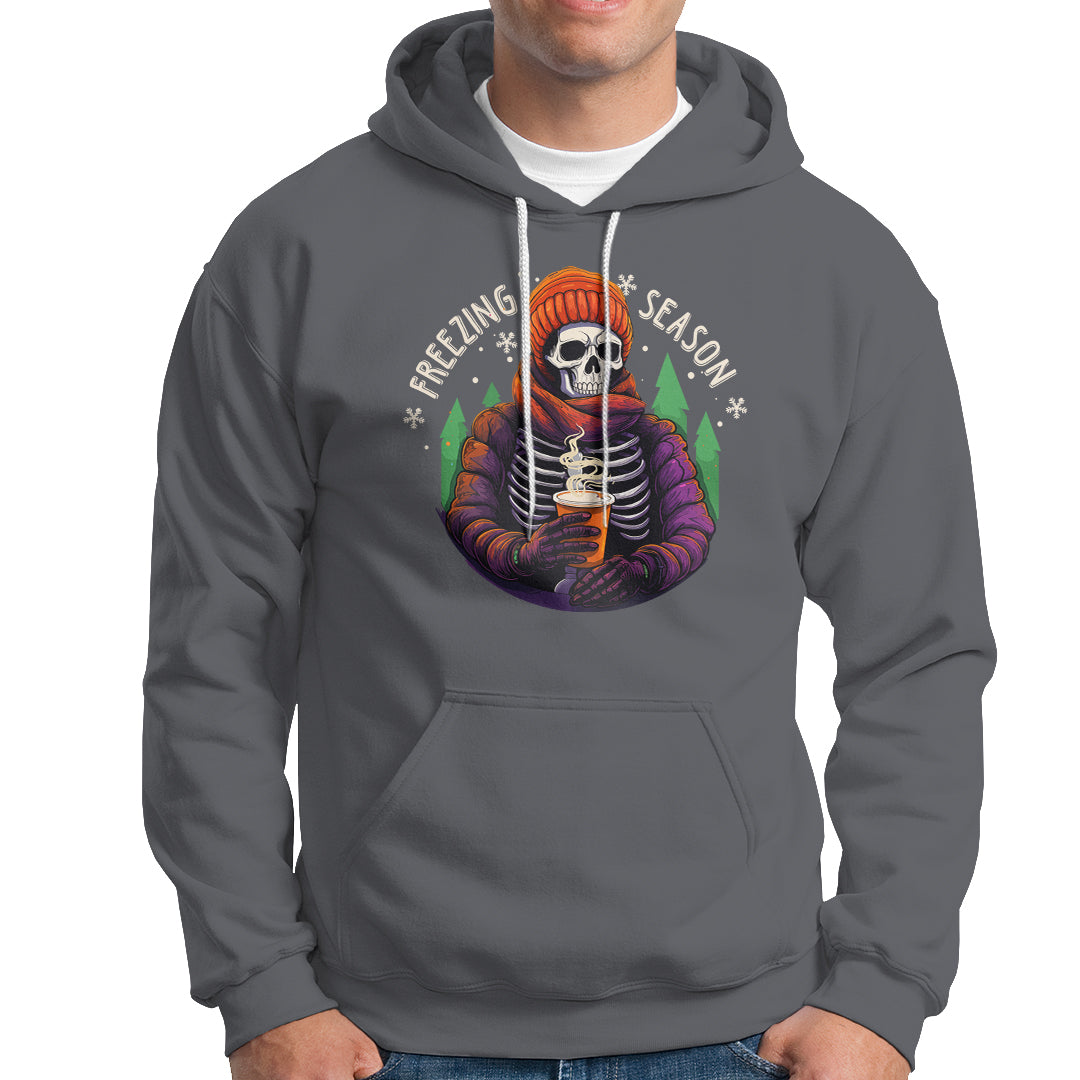 Freezing Season Christmas Skeleton Chillin' Hot Cocoa Hoodie - Wonder Print Shop