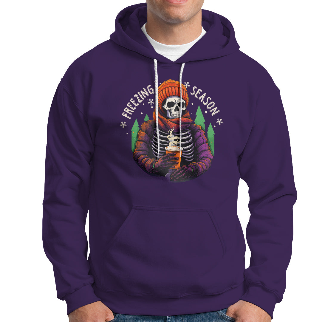Freezing Season Christmas Skeleton Chillin' Hot Cocoa Hoodie - Wonder Print Shop
