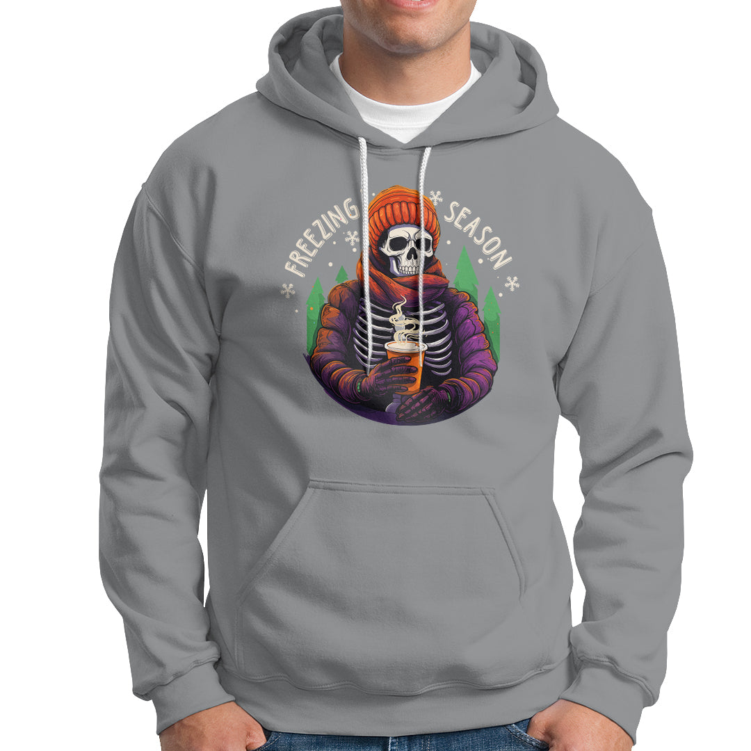 Freezing Season Christmas Skeleton Chillin' Hot Cocoa Hoodie - Wonder Print Shop