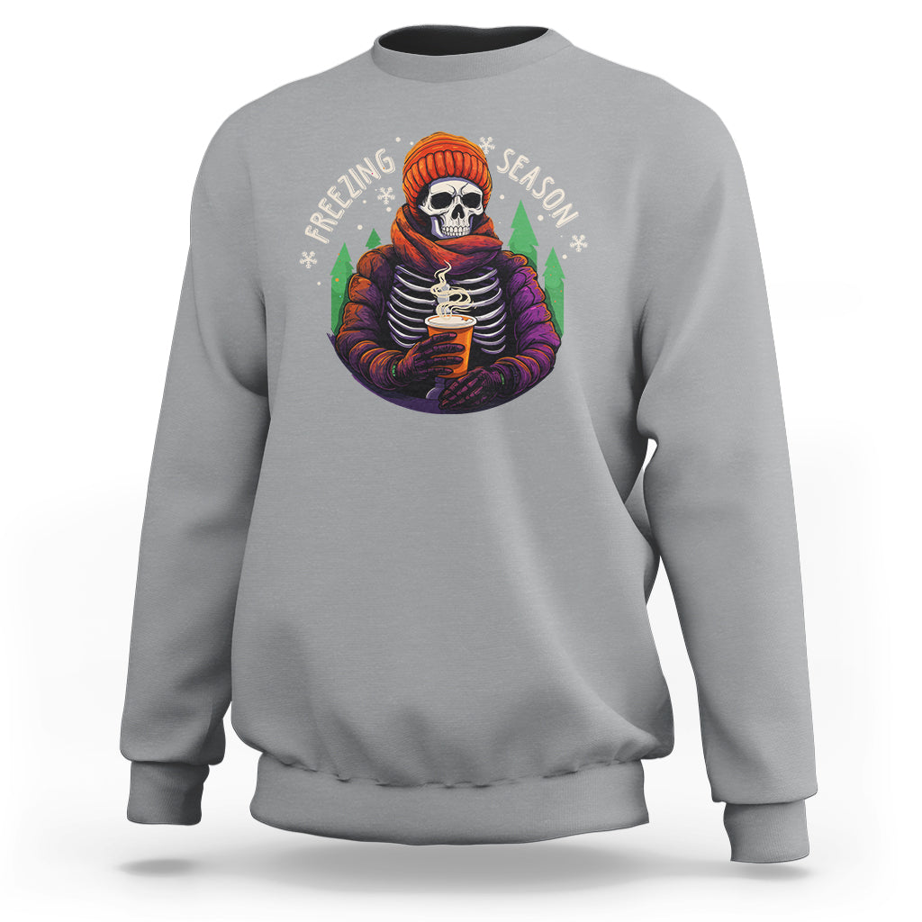 Freezing Season Christmas Skeleton Chillin' Hot Cocoa Sweatshirt - Wonder Print Shop