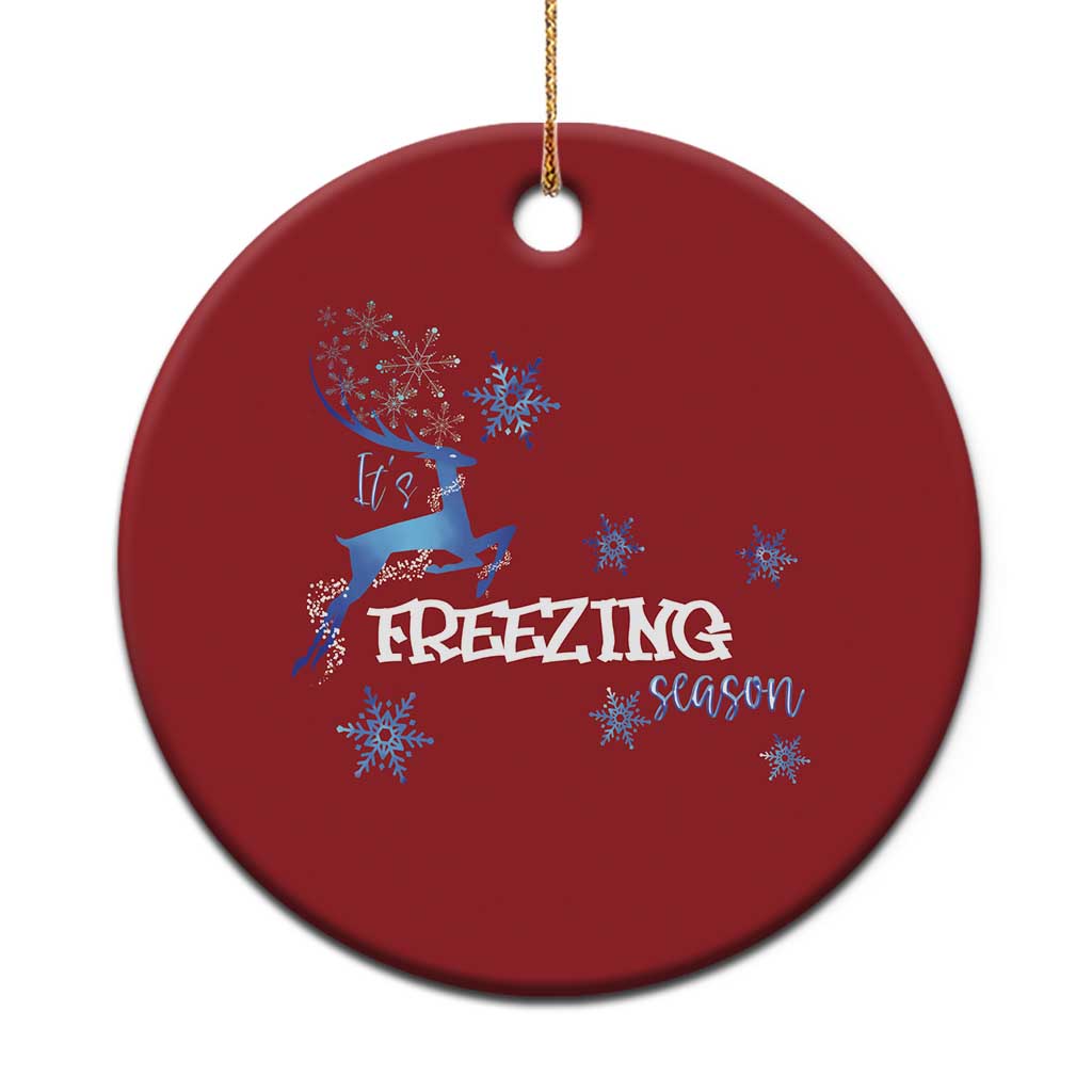 Freezing Season Christmas Reindeer Snowflake Christmas Ornament - Wonder Print Shop