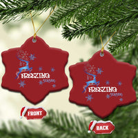 Freezing Season Christmas Reindeer Snowflake Christmas Ornament - Wonder Print Shop