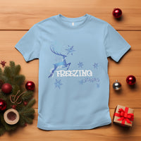 Freezing Season Christmas Reindeer Snowflake T Shirt - Wonder Print Shop