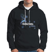 Freezing Season Christmas Reindeer Snowflake Hoodie - Wonder Print Shop