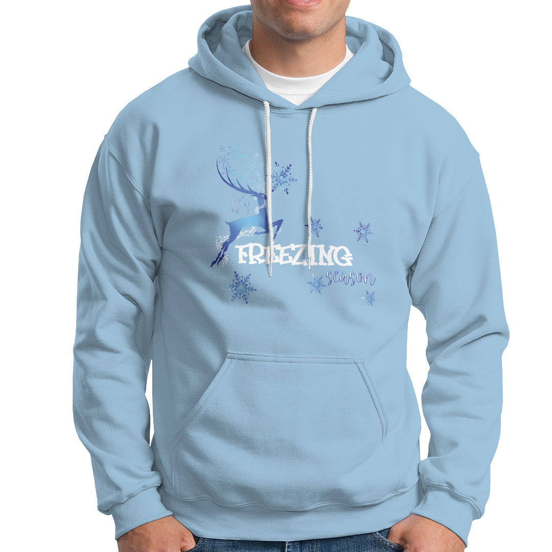 Freezing Season Christmas Reindeer Snowflake Hoodie - Wonder Print Shop