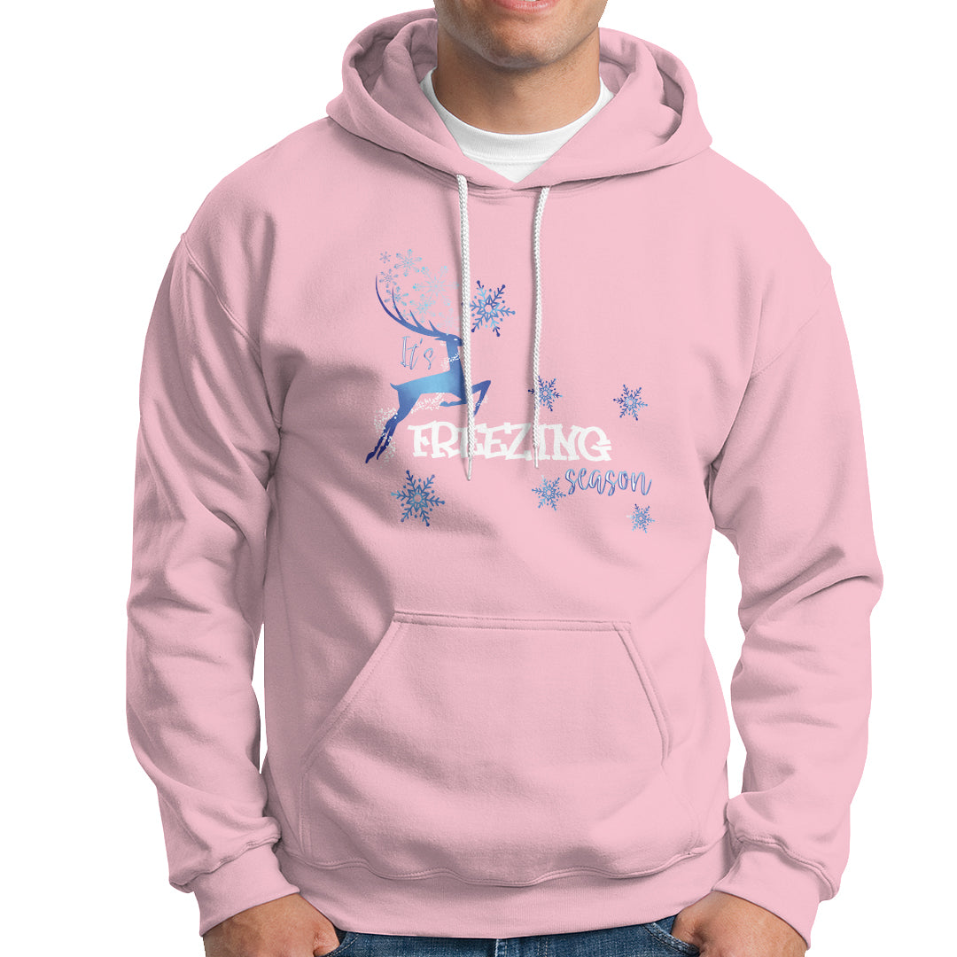 Freezing Season Christmas Reindeer Snowflake Hoodie - Wonder Print Shop