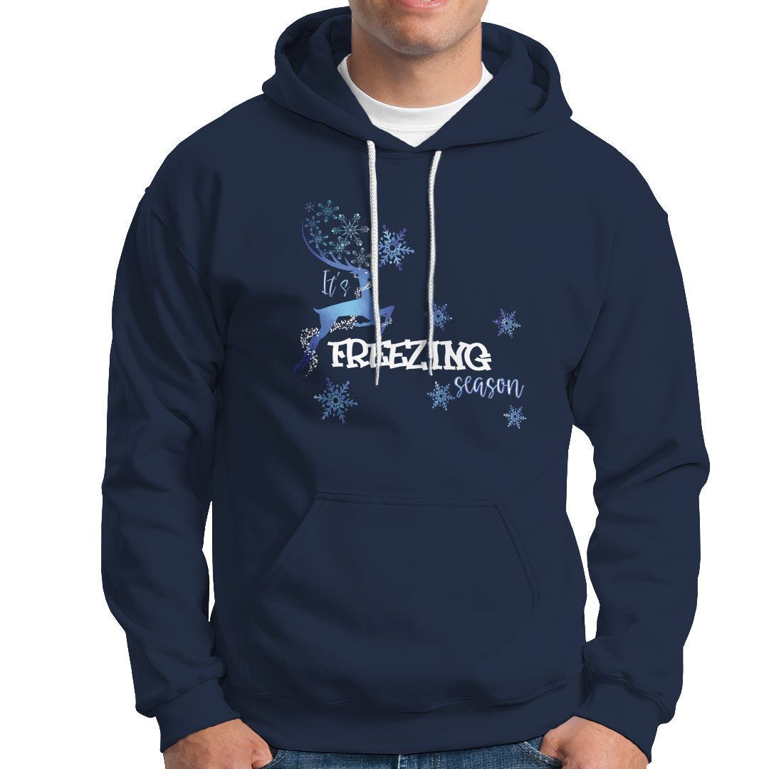 Freezing Season Christmas Reindeer Snowflake Hoodie - Wonder Print Shop