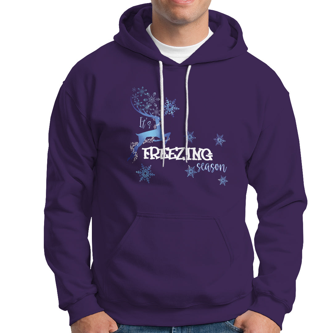 Freezing Season Christmas Reindeer Snowflake Hoodie - Wonder Print Shop