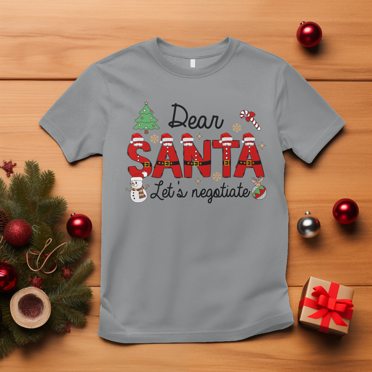 Dear Santa Let's Negotiate Christmas Holidays T Shirt - Wonder Print Shop