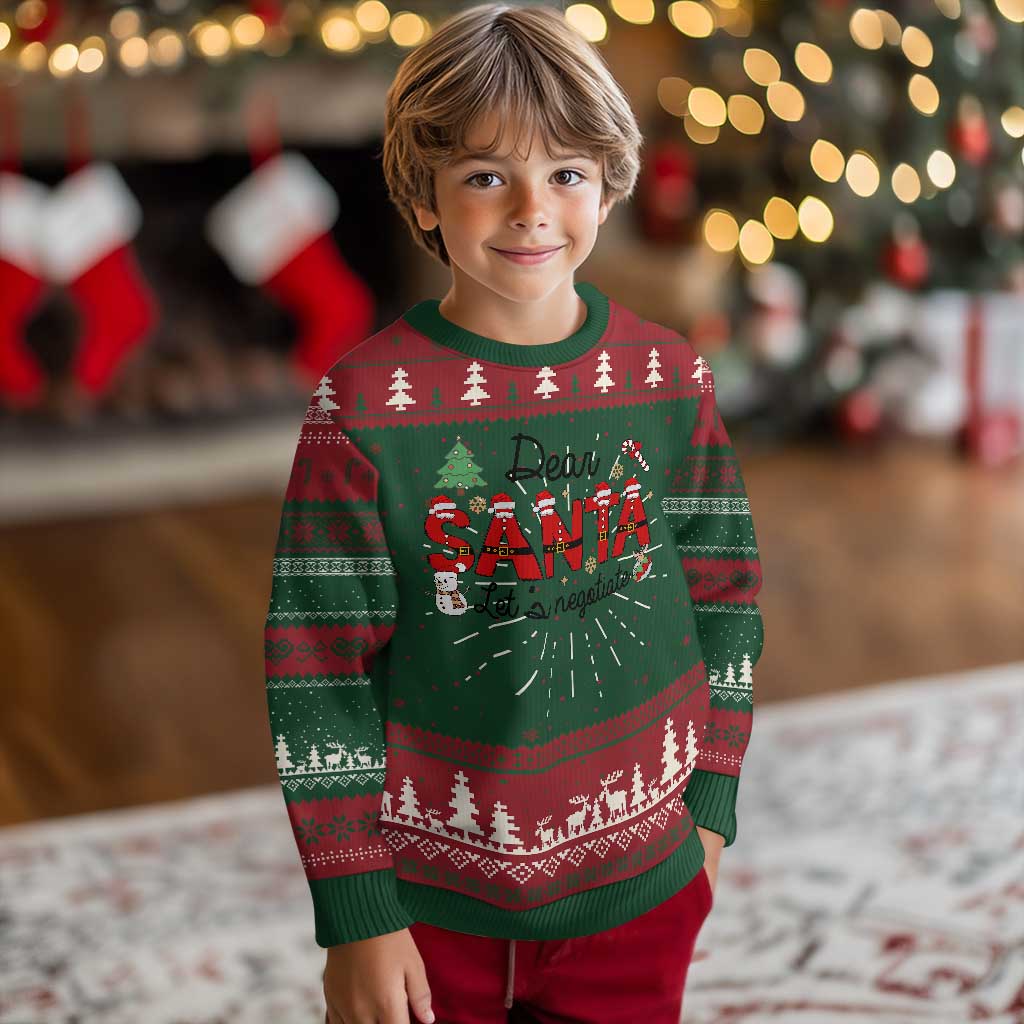 Funny Xmas Ugly Christmas Sweater Dear Santa Let's Negotiate - Wonder Print Shop