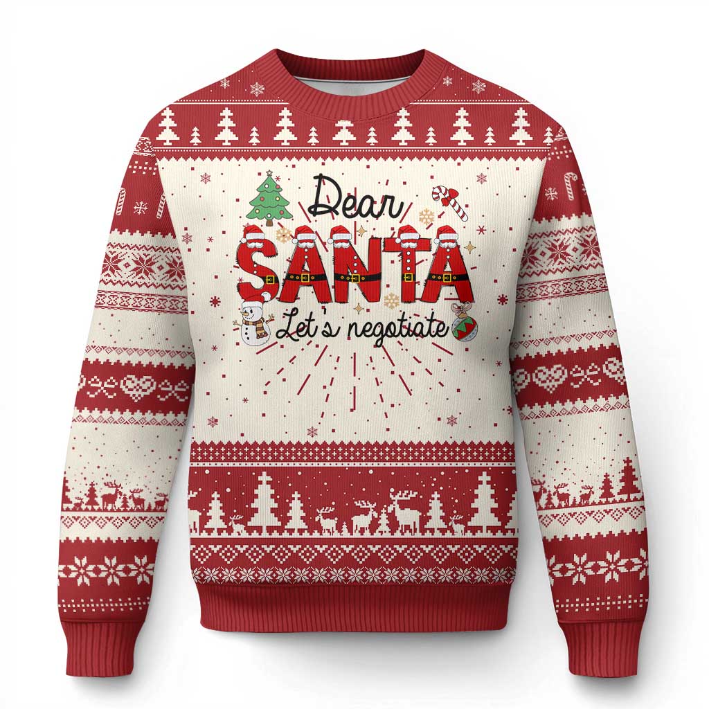 Funny Xmas Ugly Christmas Sweater Dear Santa Let's Negotiate - Wonder Print Shop