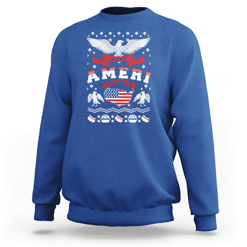 Have Ameri-Christmas USA Patriotic Eagle Xmas Sweatshirt - Wonder Print Shop