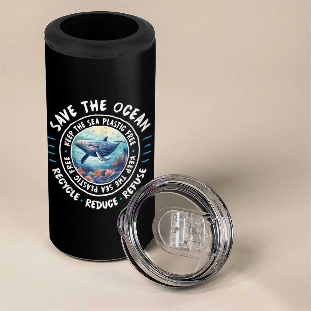 Earth Day Save The Ocean Humpback Whale 4 in 1 Can Cooler Tumbler