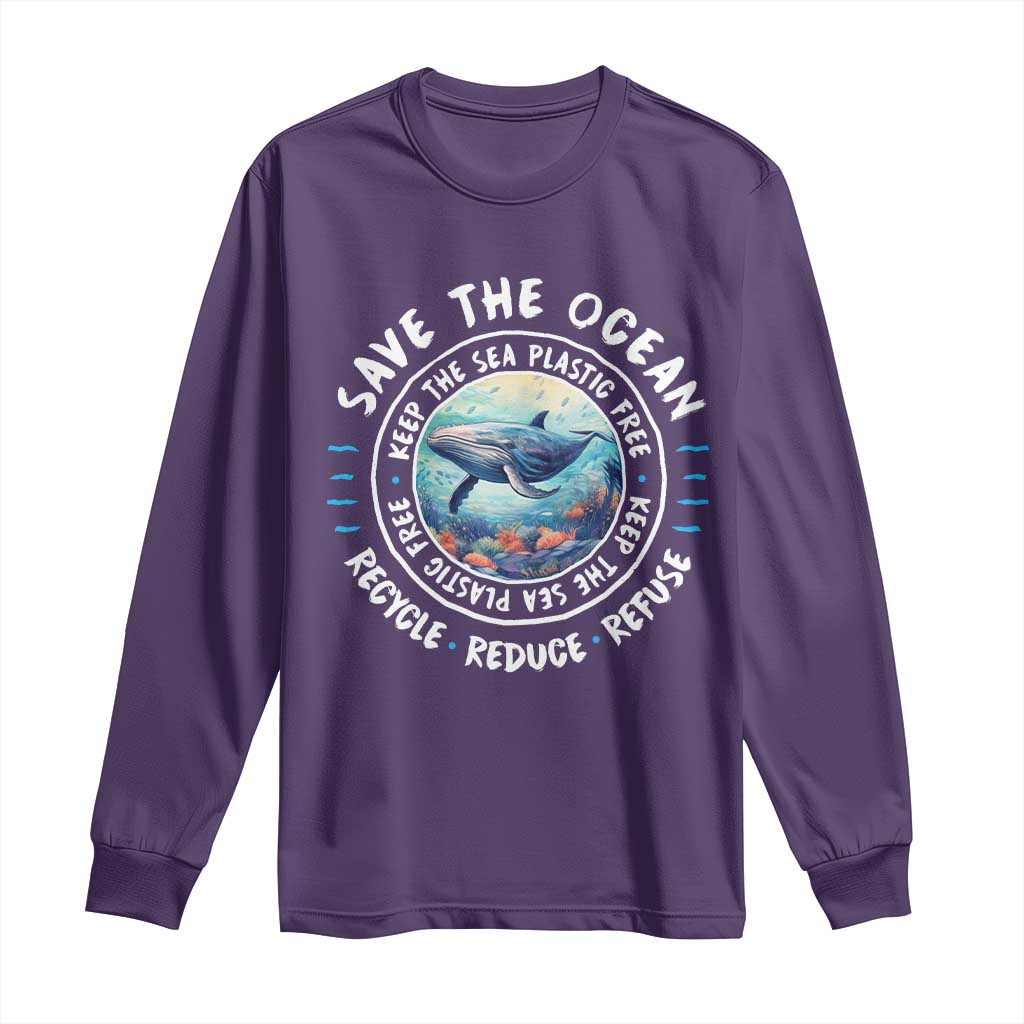 Earth Day Save The Ocean Humpback Whale Long Sleeve Shirt