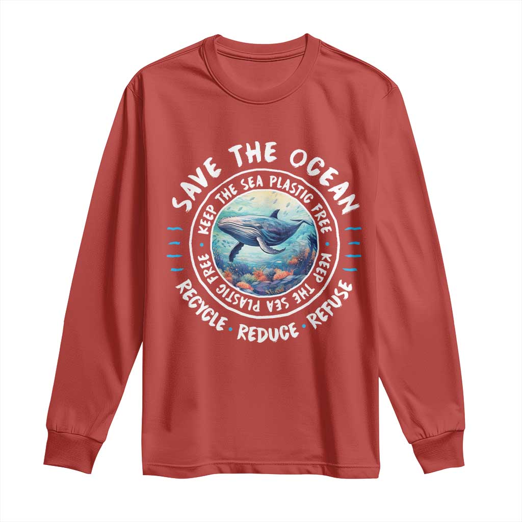 Earth Day Save The Ocean Humpback Whale Long Sleeve Shirt