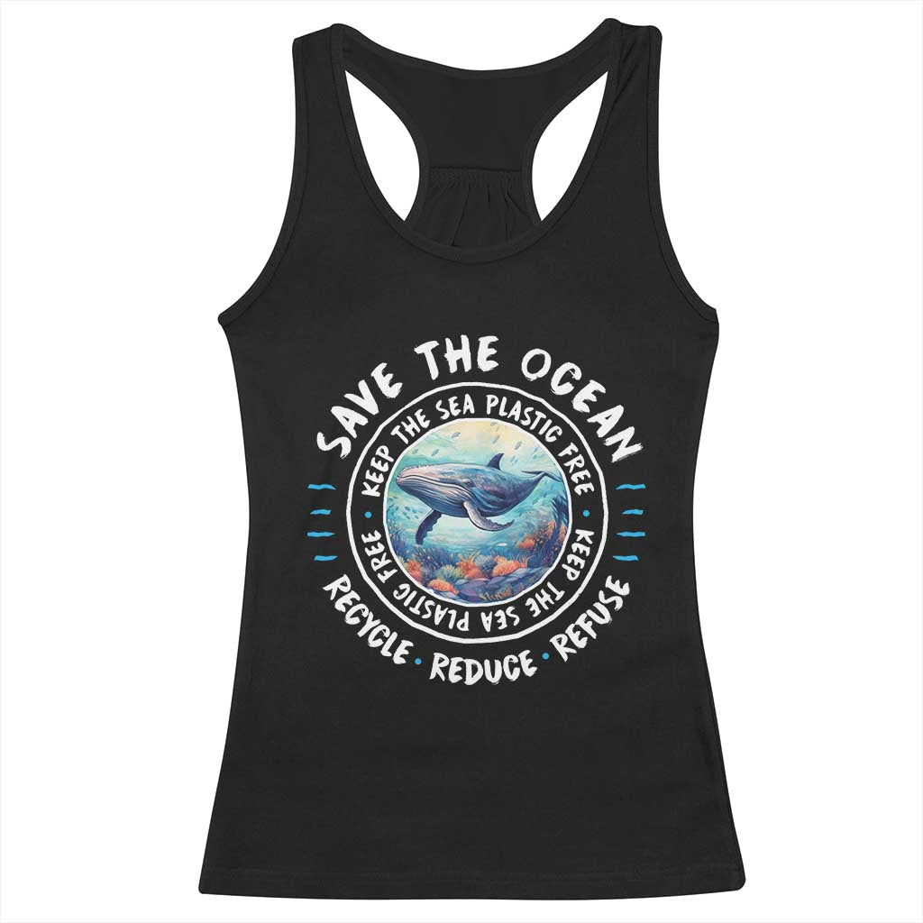 Earth Day Save The Ocean Humpback Whale Racerback Tank Top