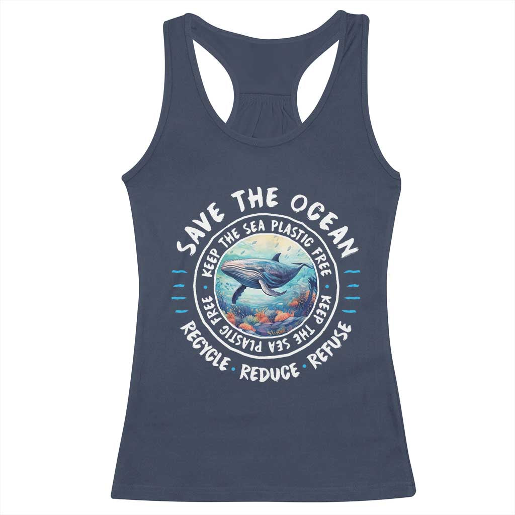 Earth Day Save The Ocean Humpback Whale Racerback Tank Top