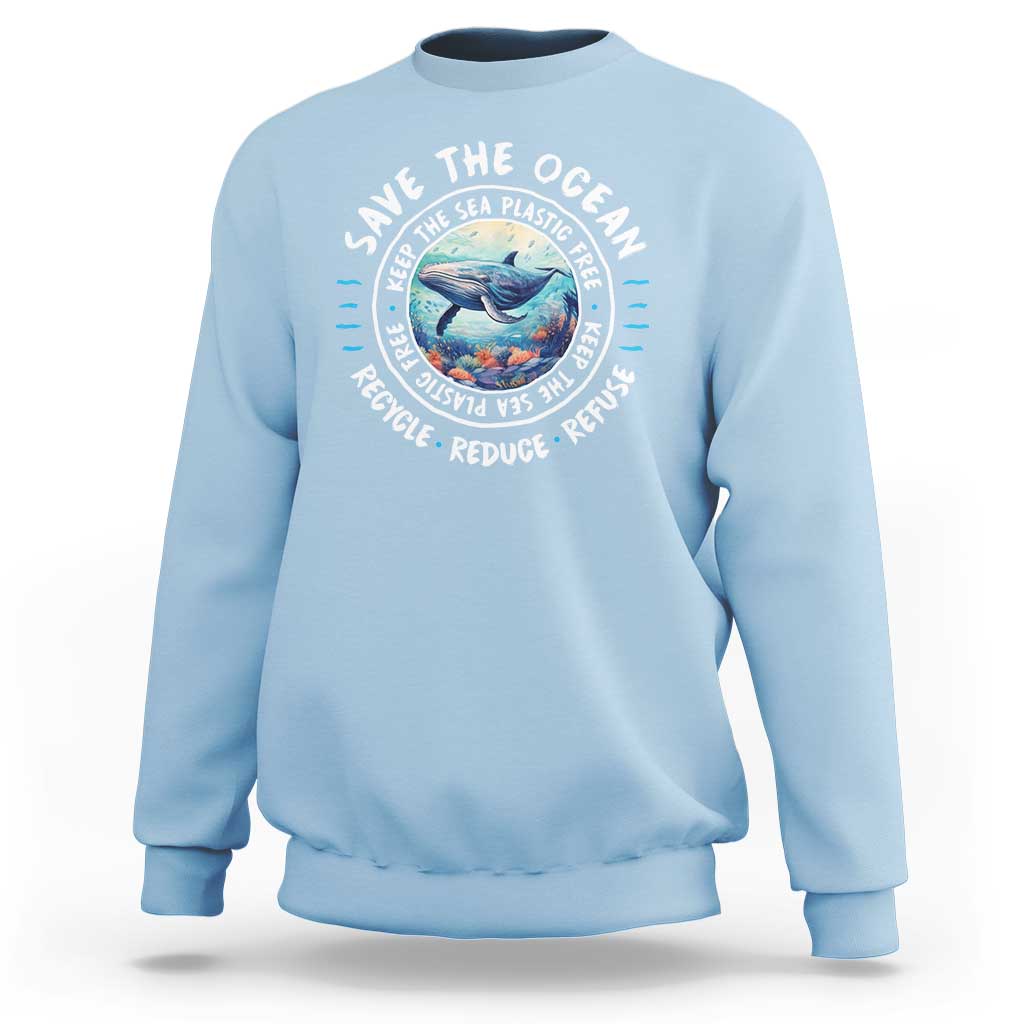 Earth Day Save The Ocean Humpback Whale Sweatshirt