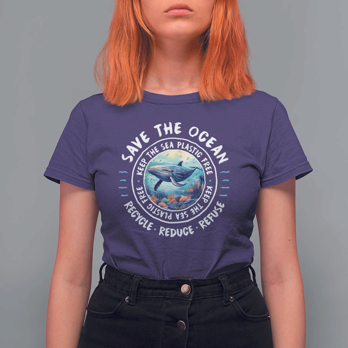 Earth Day Save The Ocean Humpback Whale T Shirt For Women