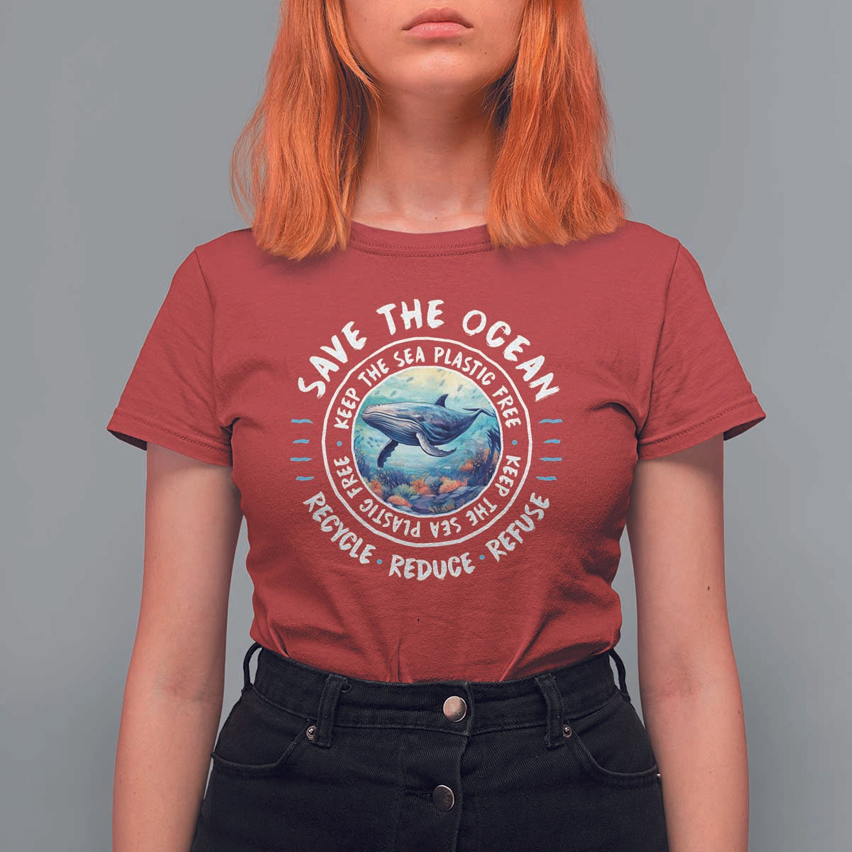 Earth Day Save The Ocean Humpback Whale T Shirt For Women
