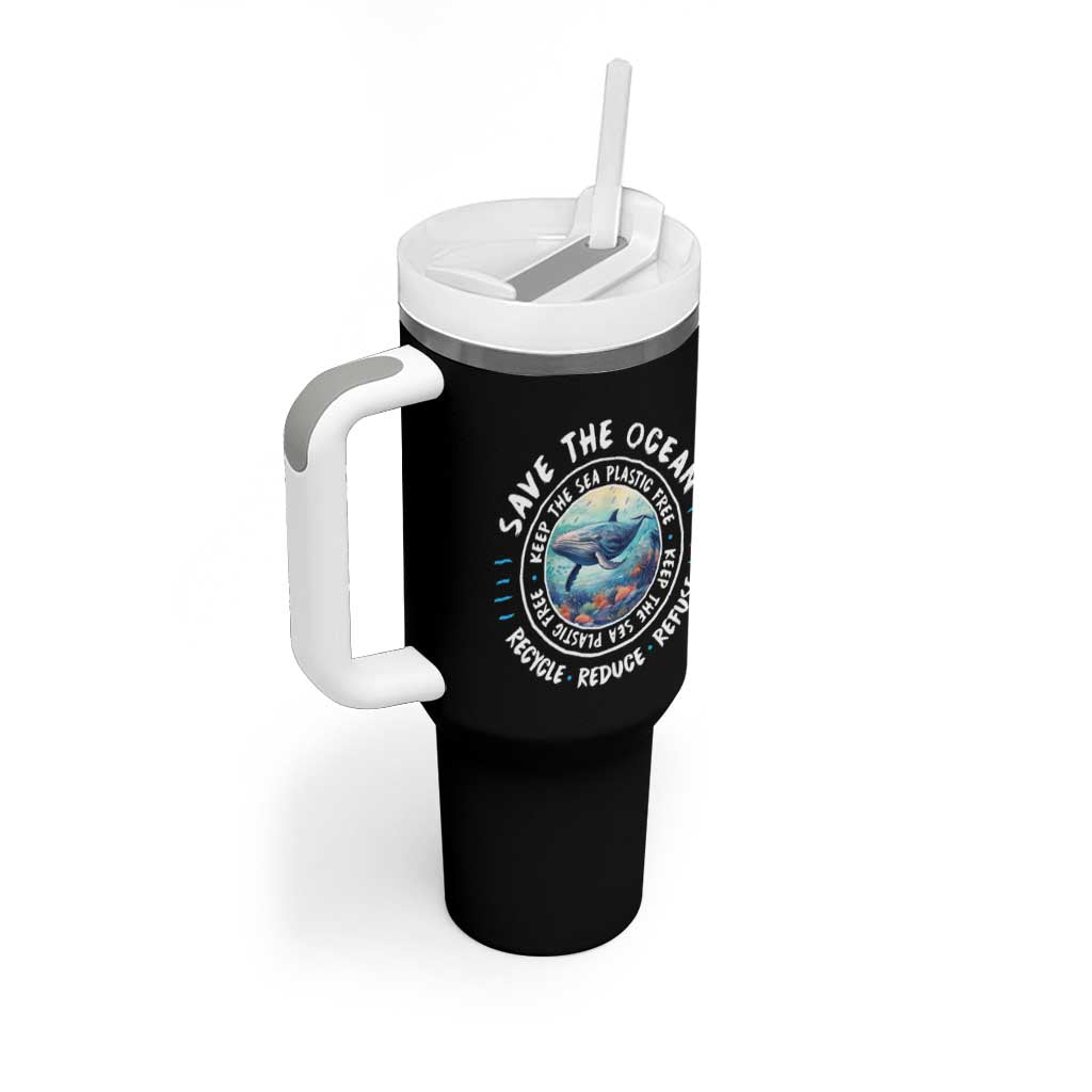 Earth Day Save The Ocean Humpback Whale Tumbler With Handle