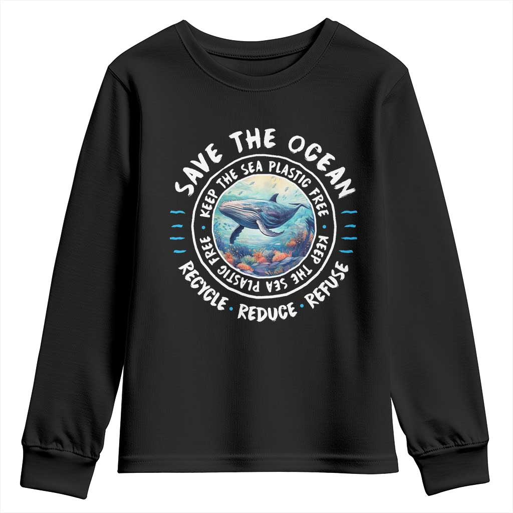 Earth Day Save The Ocean Humpback Whale Youth Sweatshirt