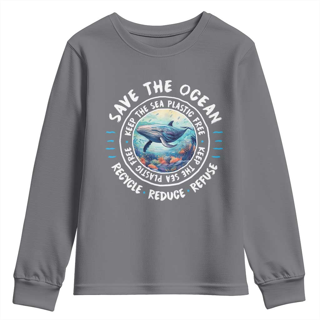 Earth Day Save The Ocean Humpback Whale Youth Sweatshirt