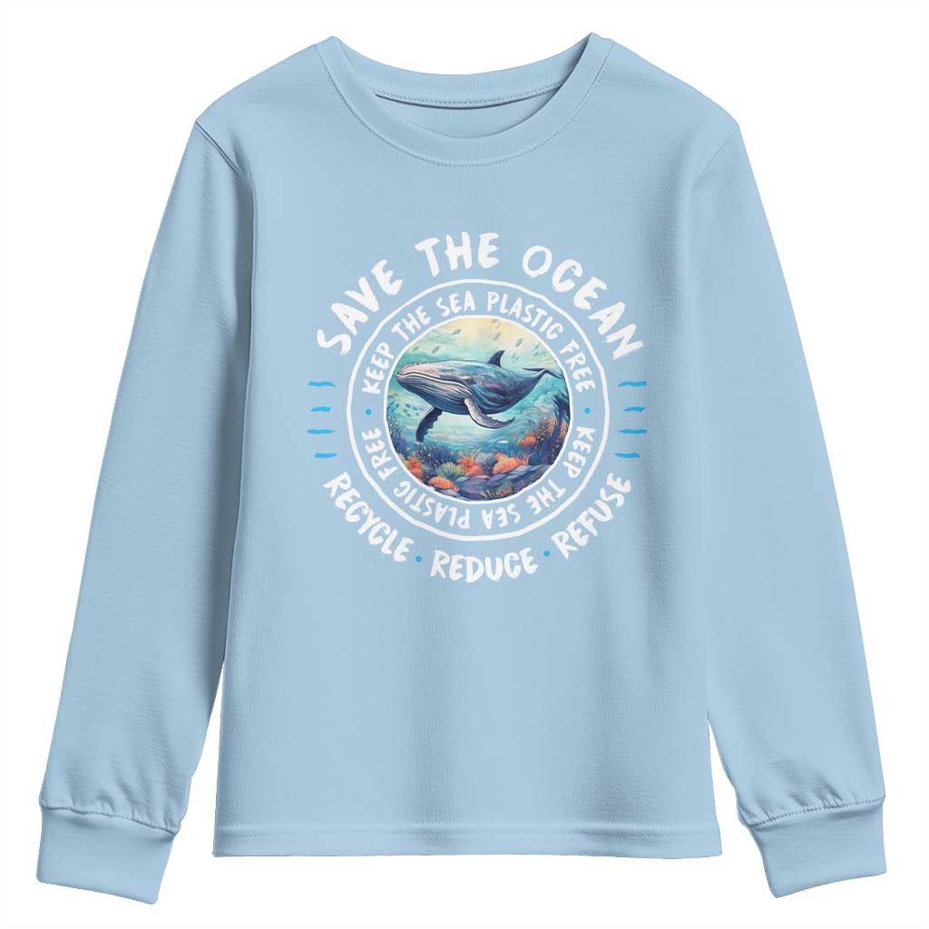 Earth Day Save The Ocean Humpback Whale Youth Sweatshirt