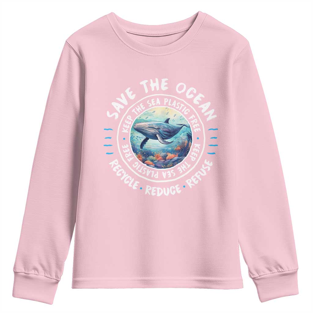 Earth Day Save The Ocean Humpback Whale Youth Sweatshirt