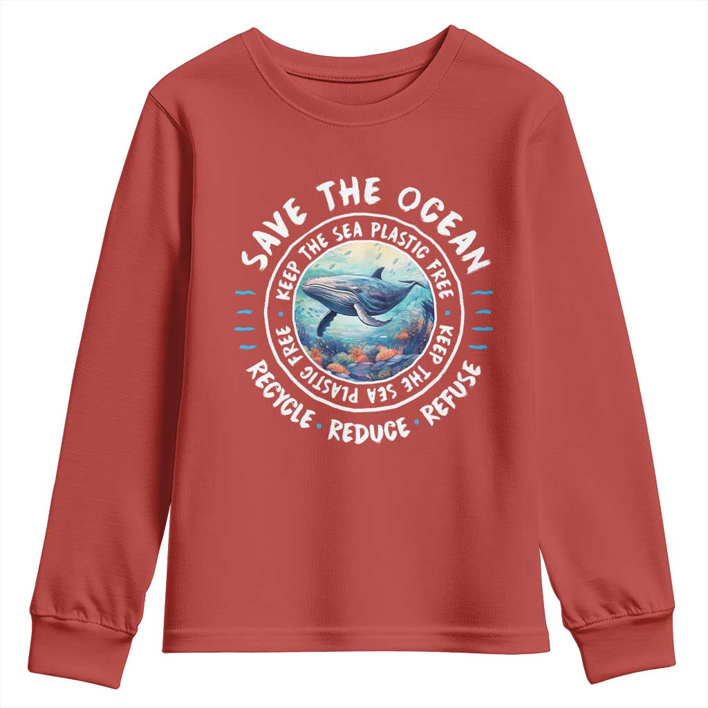Earth Day Save The Ocean Humpback Whale Youth Sweatshirt
