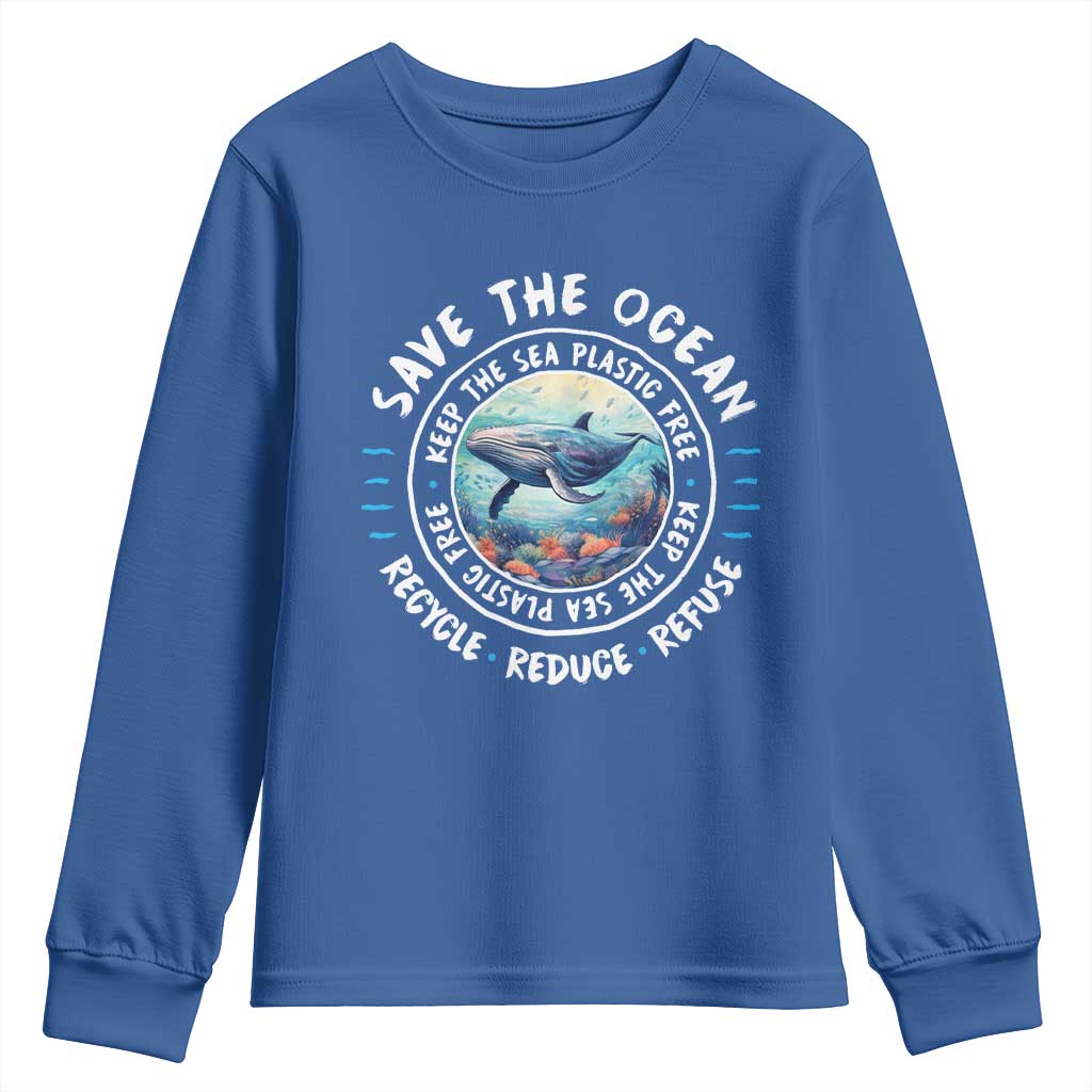 Earth Day Save The Ocean Humpback Whale Youth Sweatshirt