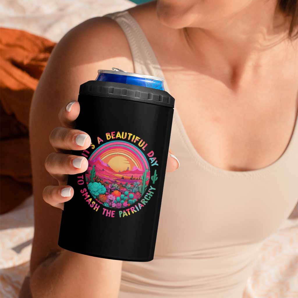 Feminist 4 in 1 Can Cooler Tumbler It's A Beautiful Day To Smash The Patriarchy Rainbow