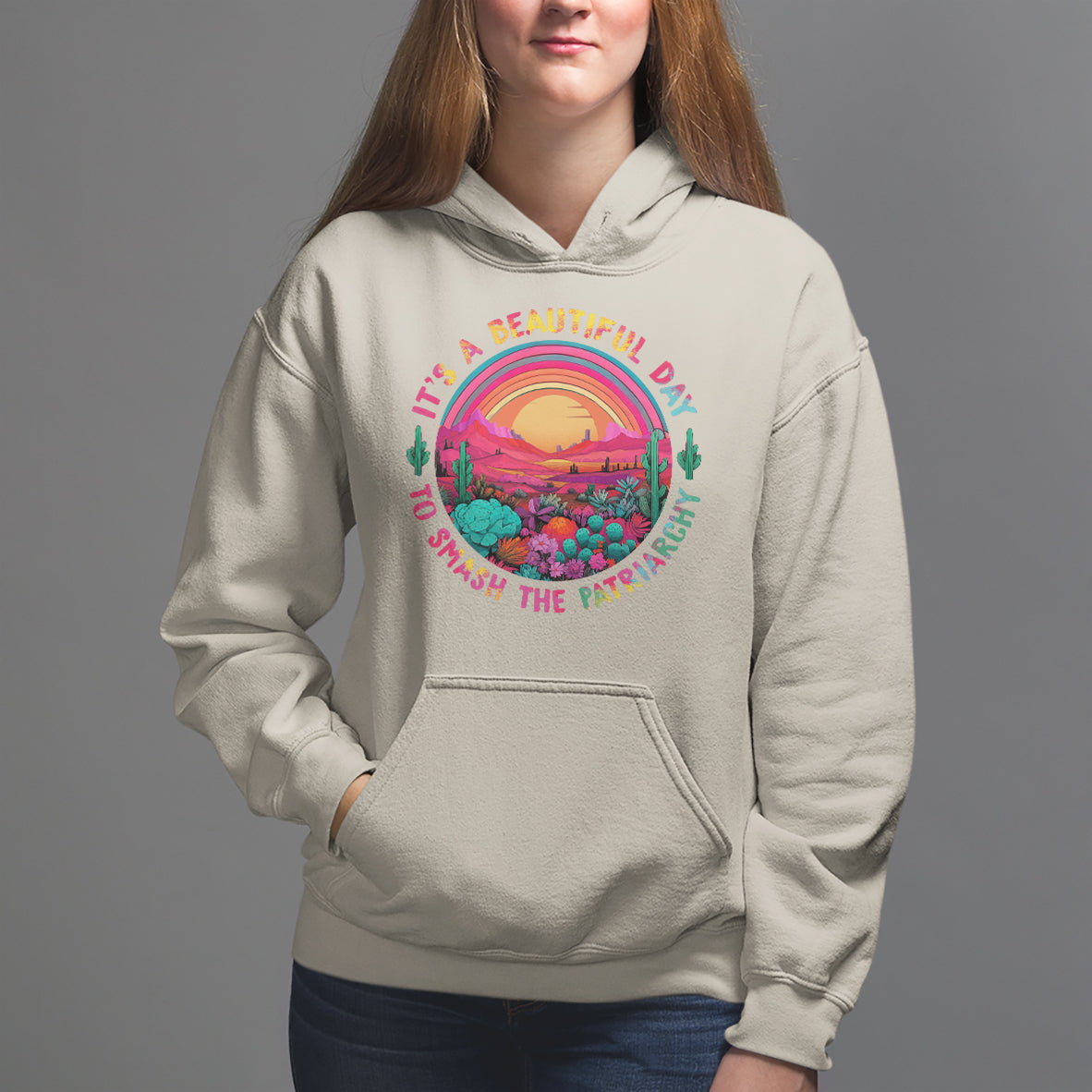 Feminist Hoodie It's A Beautiful Day To Smash The Patriarchy Rainbow - Wonder Print Shop