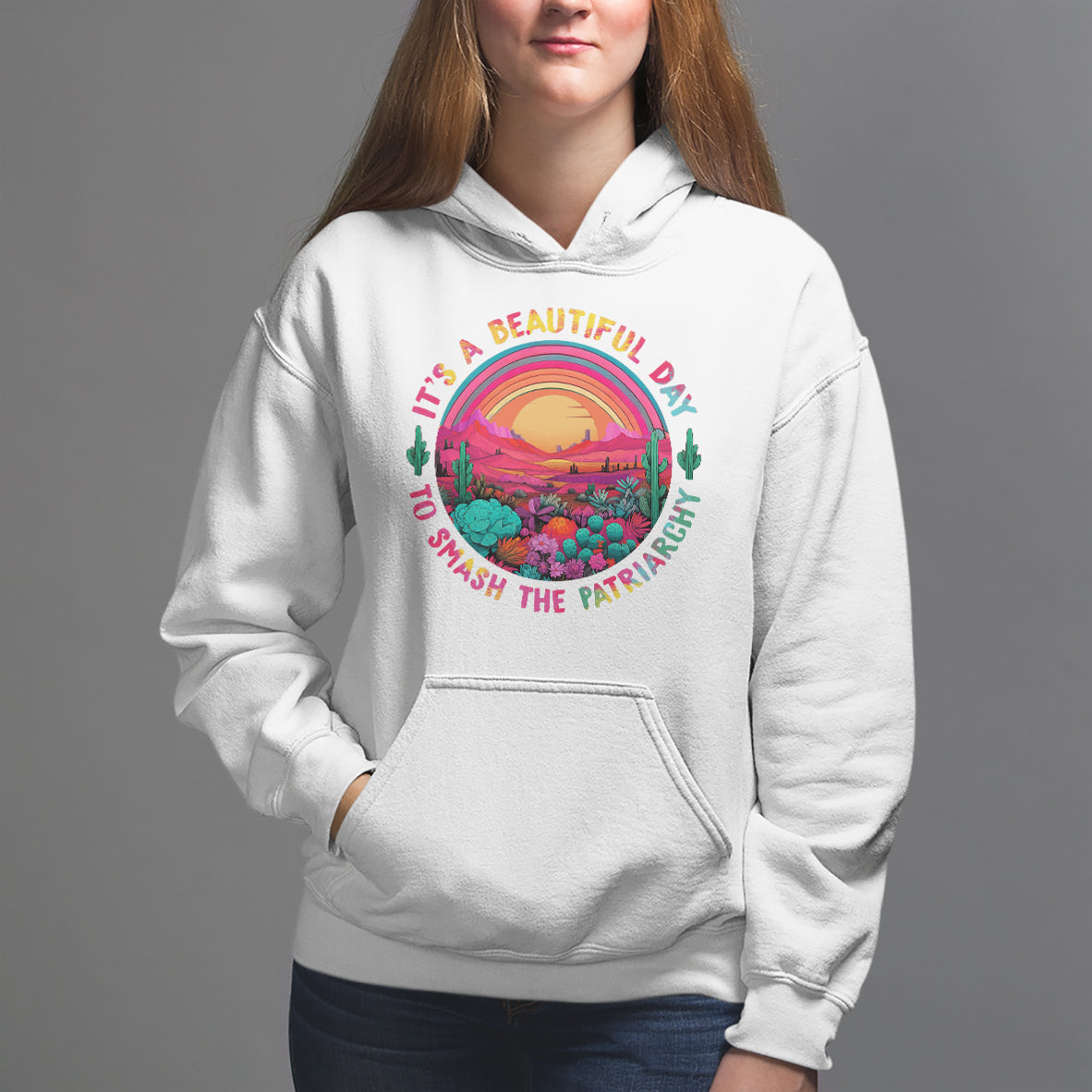 Feminist Hoodie It's A Beautiful Day To Smash The Patriarchy Rainbow - Wonder Print Shop