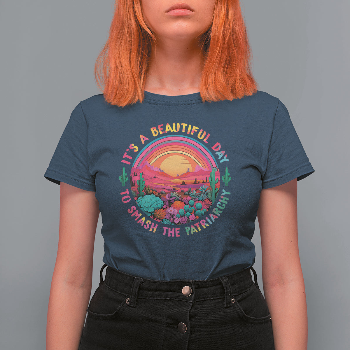 Feminist T Shirt For Women It's A Beautiful Day To Smash The Patriarchy Rainbow - Wonder Print Shop