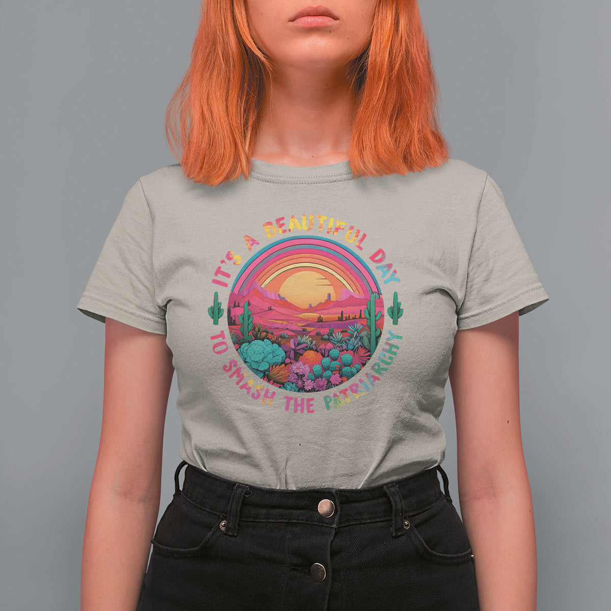 Feminist T Shirt For Women It's A Beautiful Day To Smash The Patriarchy Rainbow - Wonder Print Shop