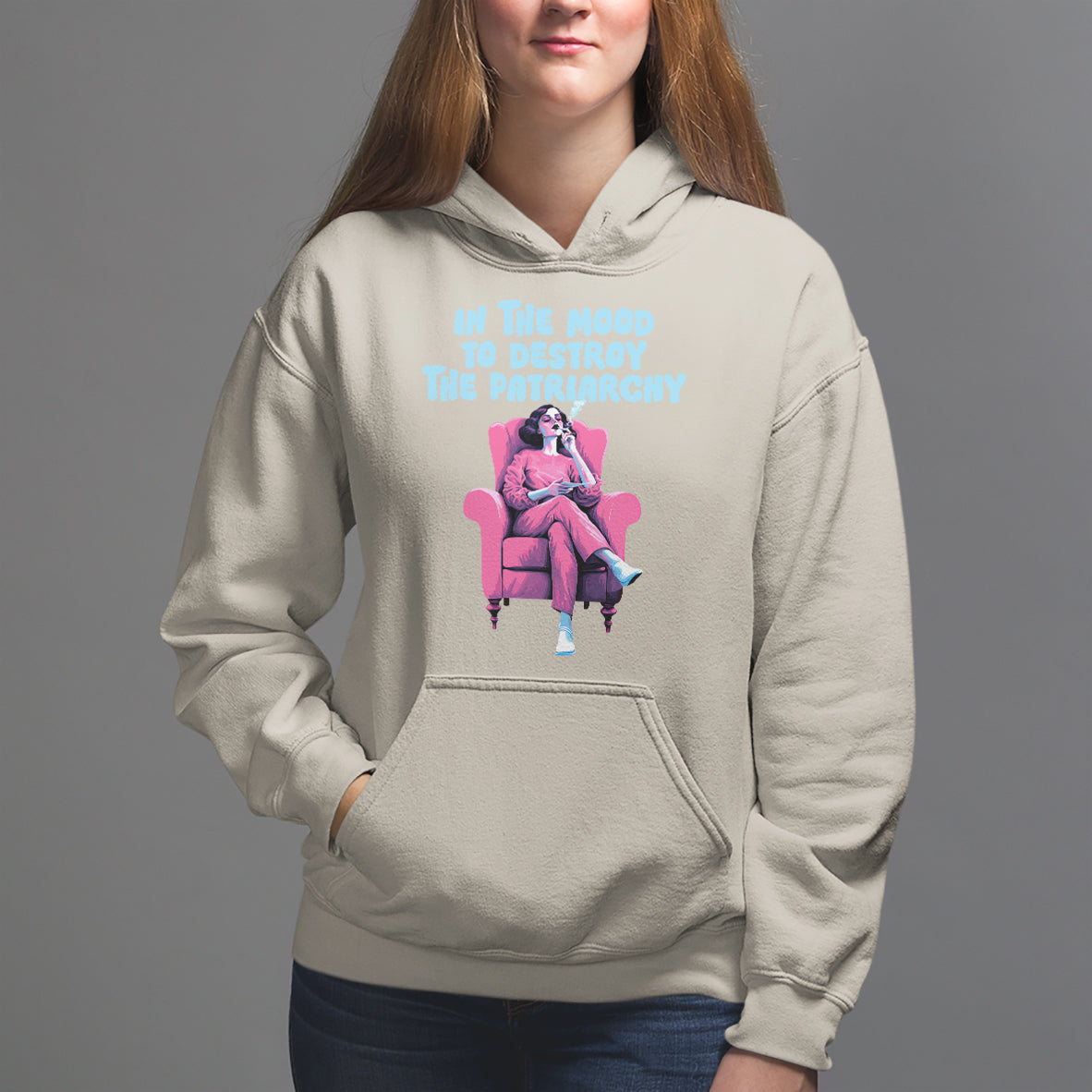 Feminist Hoodie In A Mood To Destroy The Patriarchy Cool Women Smoking - Wonder Print Shop
