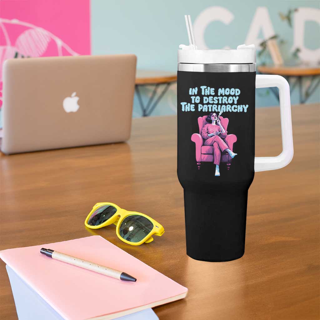 Feminist Tumbler With Handle In A Mood To Destroy The Patriarchy Cool Women Smoking